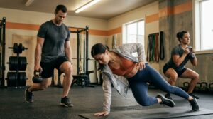 Best Fabric for Activewear: finished training tops, leggings and shorts in a working gym