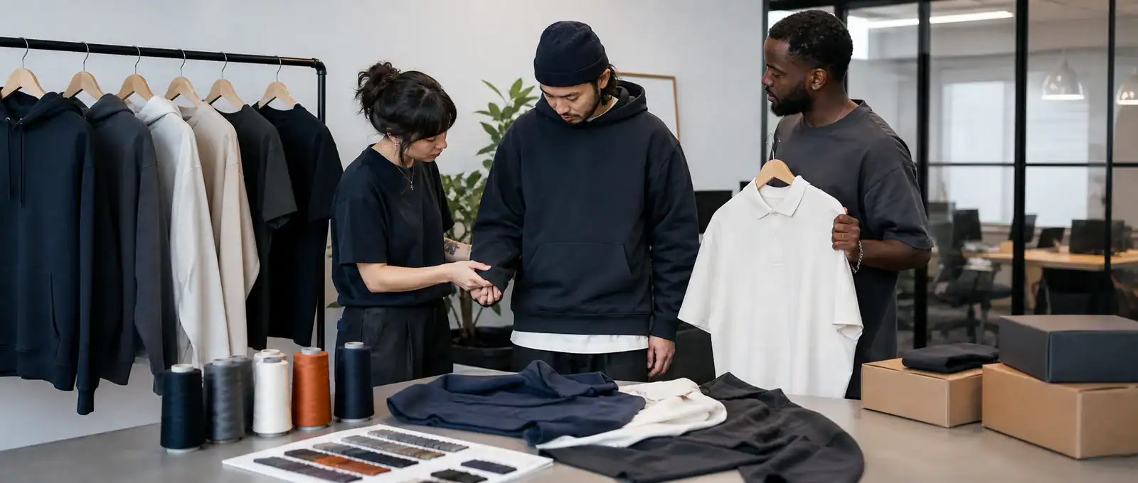 AI-generated illustrative scene of streetwear-inspired staff uniform development