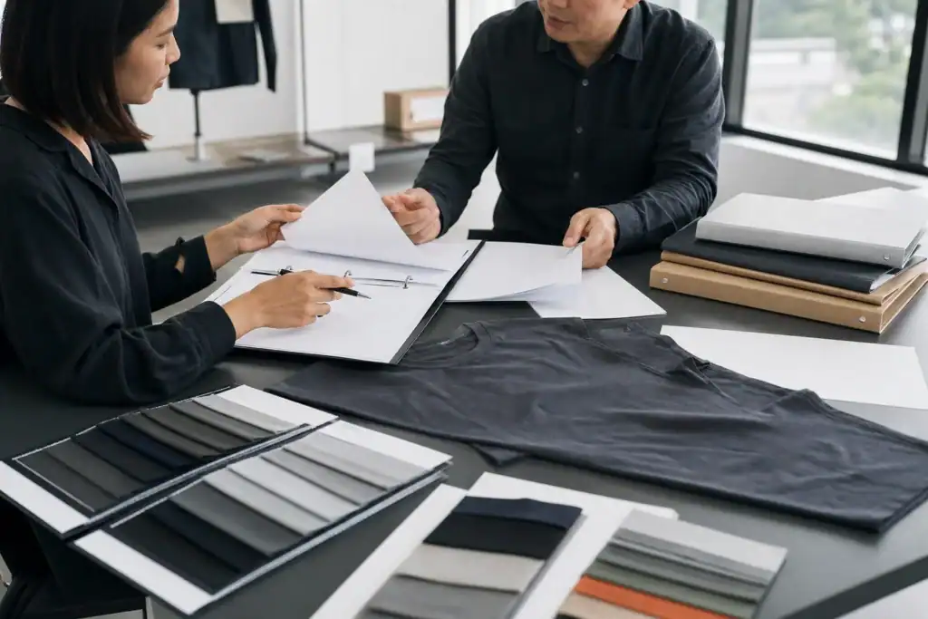 AI-generated illustrative apparel compliance document and fabric review without certification claims