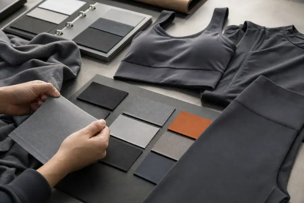 AI-generated illustrative activewear fabric stretch, recovery and hand-feel review