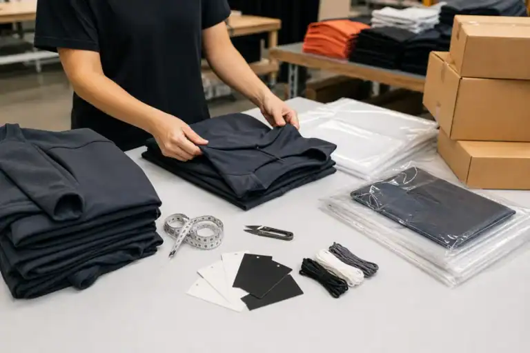 AI-generated illustrative final apparel finishing, measurement and packing check