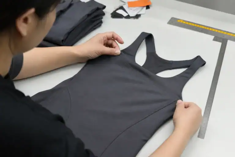 AI-generated illustrative activewear seam, stitch and measurement inspection