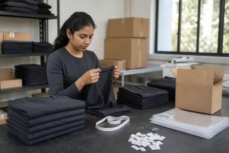AI-generated illustrative final garment inspection before packing