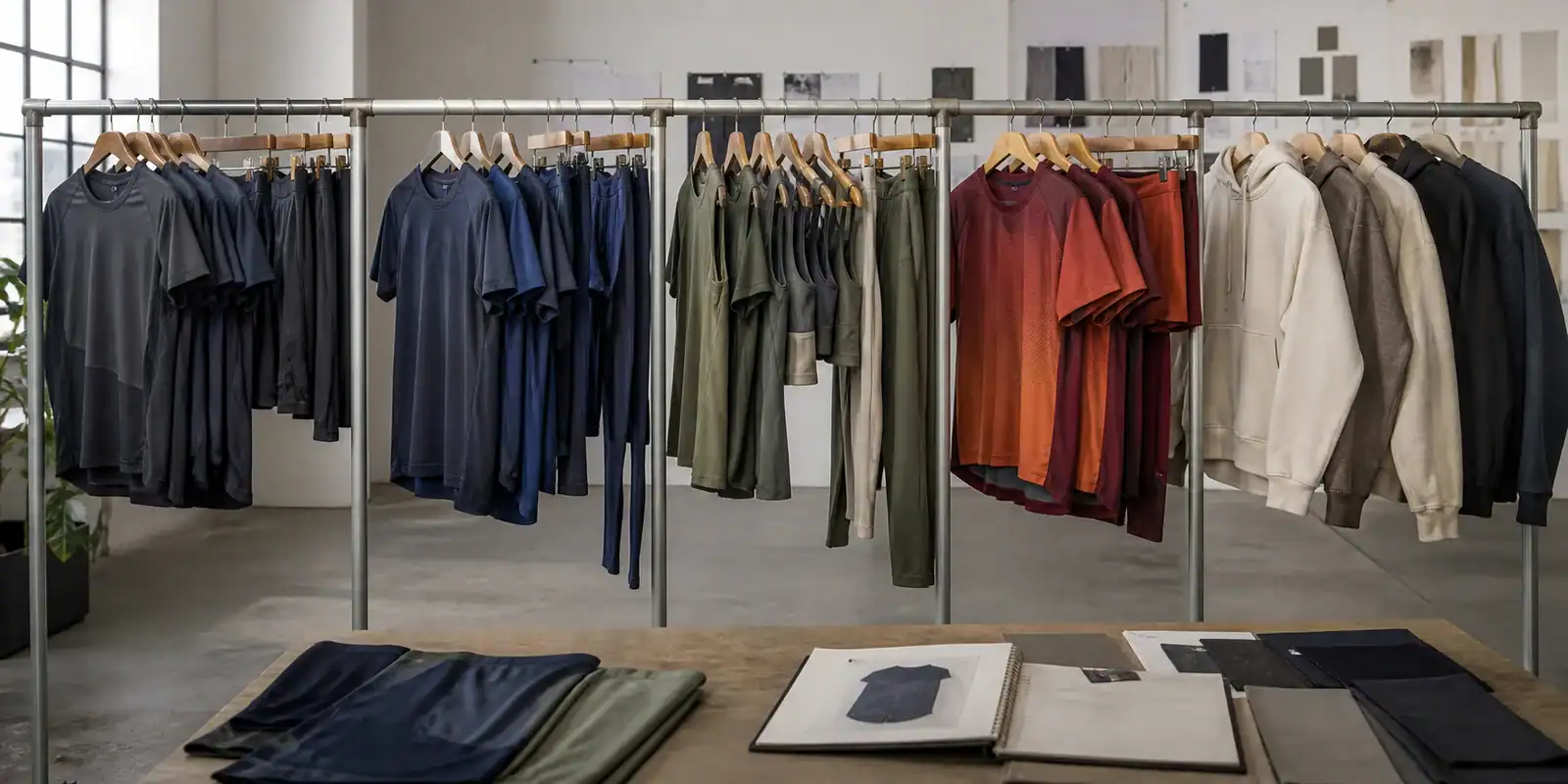 Chinese sportswear product categories arranged by running, gym, yoga, teamwear and streetwear use