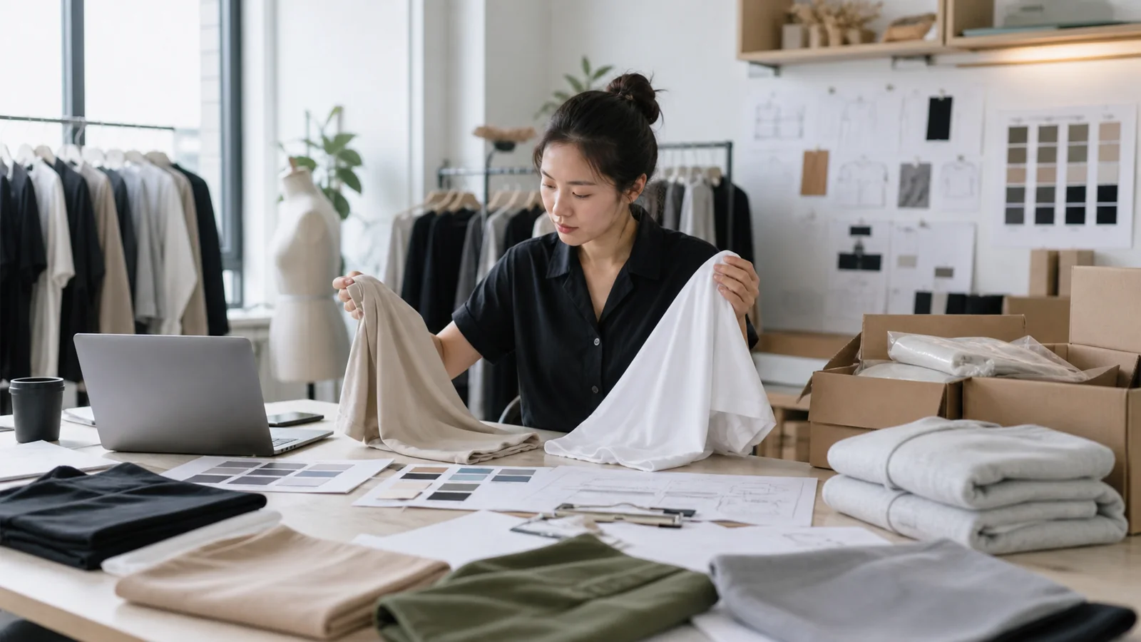 Apparel founder comparing cut and sew, private label, small batch and preorder business models