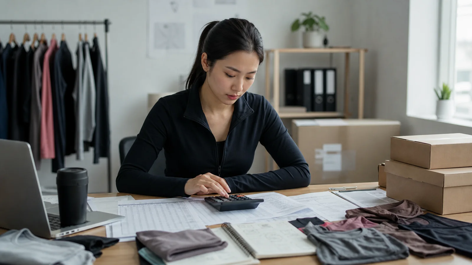 Apparel founder checking clothing line unit economics, landed cost and cash flow assumptions