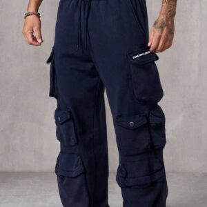 Custom Men's Washed Baggy Cargo Pants Wholesale Winter Men's Oversize Work Training Gym Sports Stacked Sweat Pants & Trousers