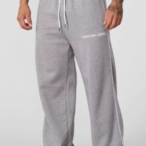 OEM Men's Customize  Oversized Washed Pants High Quality Plus Size Baggy Stacked Gym Sports Pants Embroidery Screen Pants