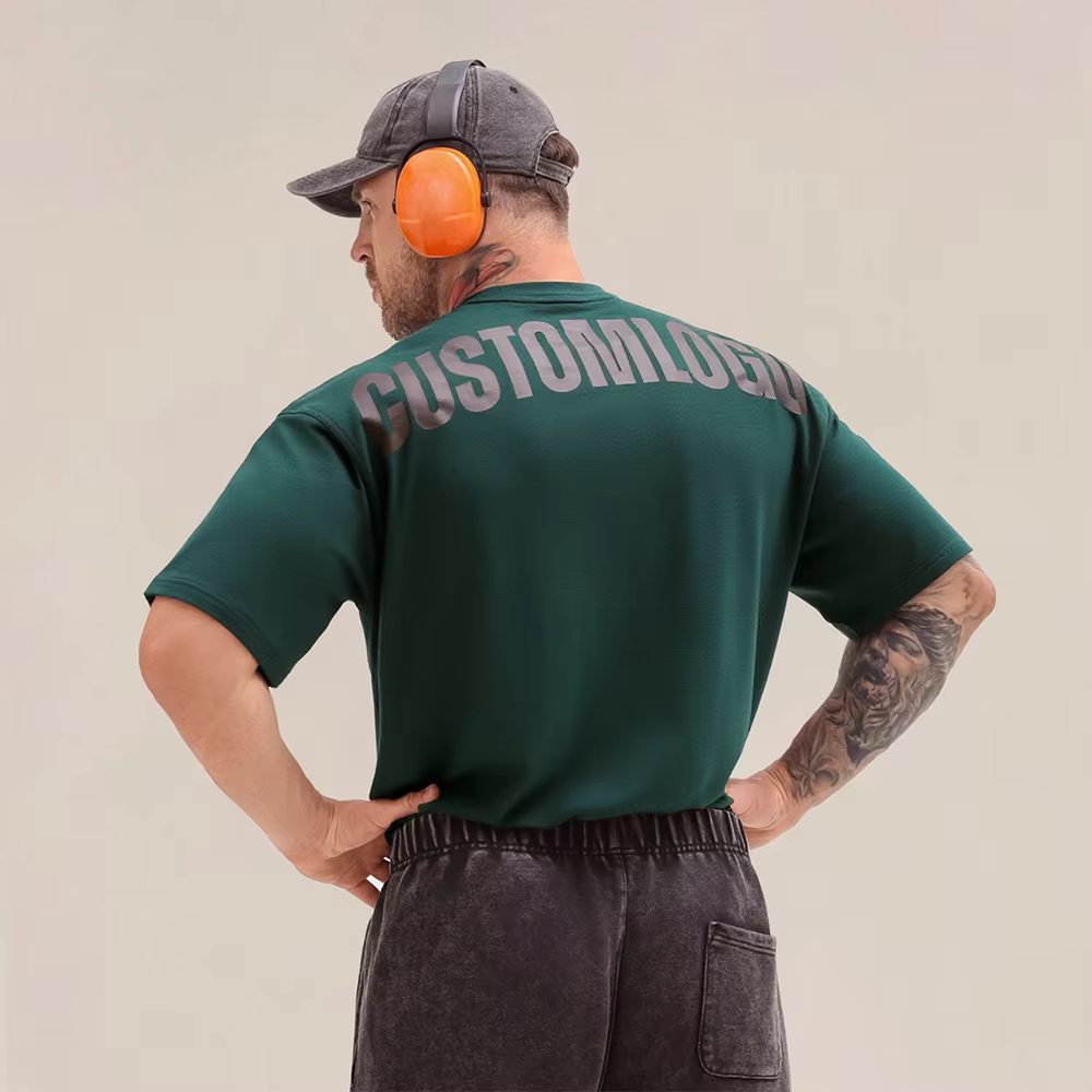 Men's High Quality Plus Size Puff Printing Logo Gym Shirts Heavyweight Cotton Oversized Casual Sports Breathable Blank Tee Shirt