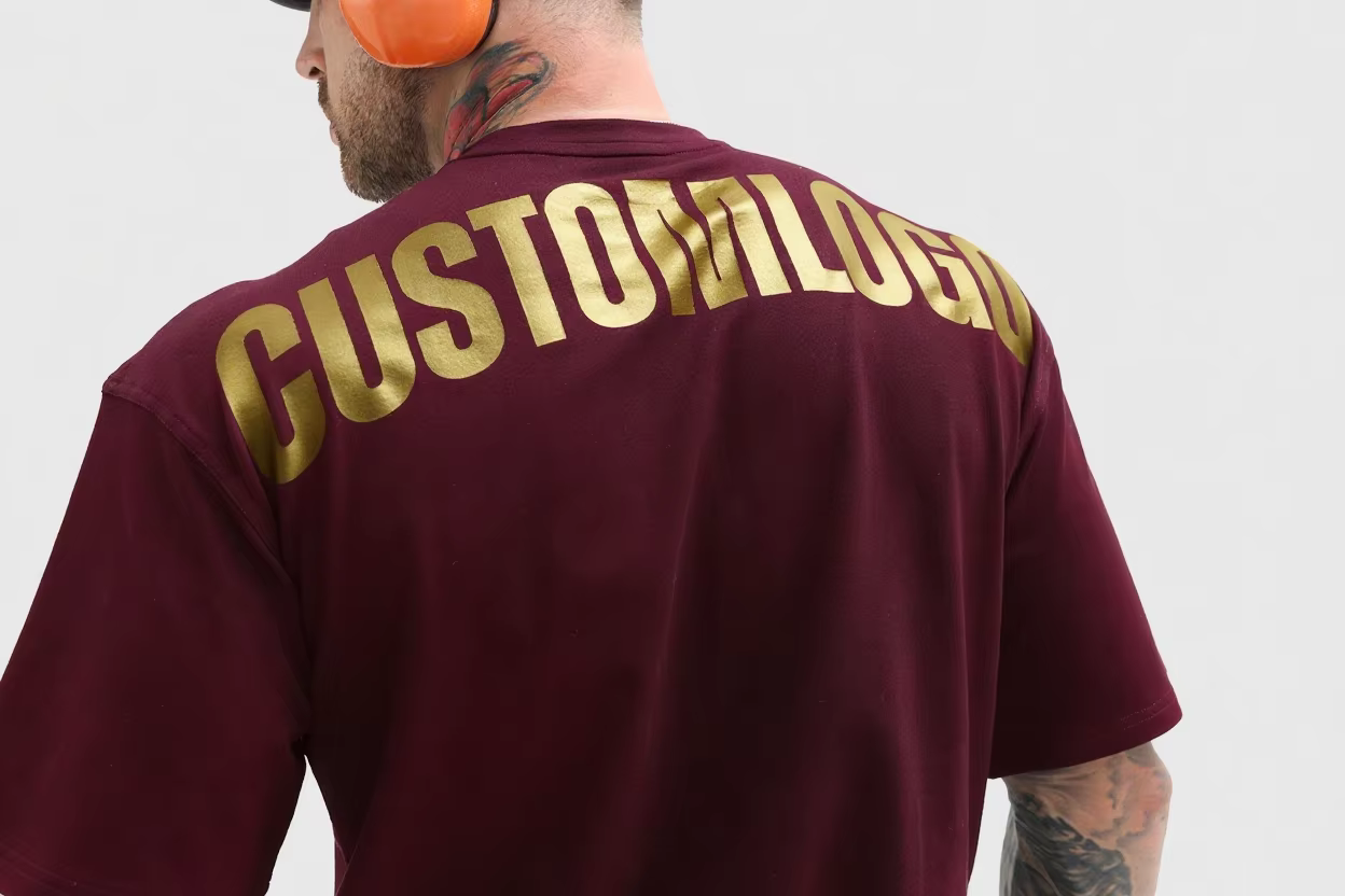 High Quality Custom Men's Cotton Oversized Gym T-shirts Sport Running Training Silicone Embroidery Graphic Shirts Manufacturer