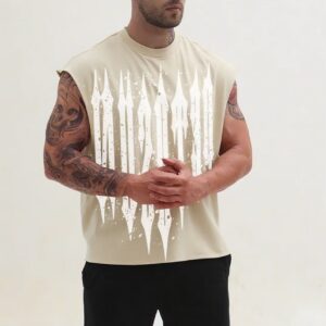 Custom Men Cropped Sleeveless Tank Top 100%Cotton Gym Sports Acid Washed Stringer Tank Top DTG Printing Tank Top Manufacturer