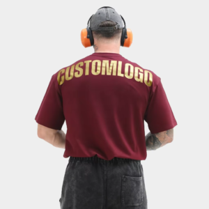 High Quality Custom Men's Cotton Oversized Gym T-shirts Sport Running Training Silicone Embroidery Graphic Shirts Manufacturer