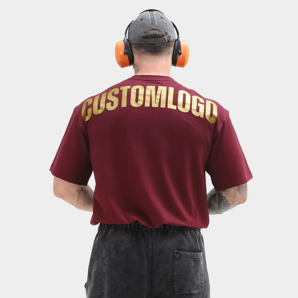 High Quality Custom Men's Cotton Oversized Gym T-shirts Sport Running Training Silicone Embroidery Graphic Shirts Manufacturer