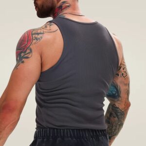 Custom Mens logo Ribbed Gym tank Top Heavyweight Cotton Muscle Sleeveless Running Stringer Fitness Sports Workout Vest