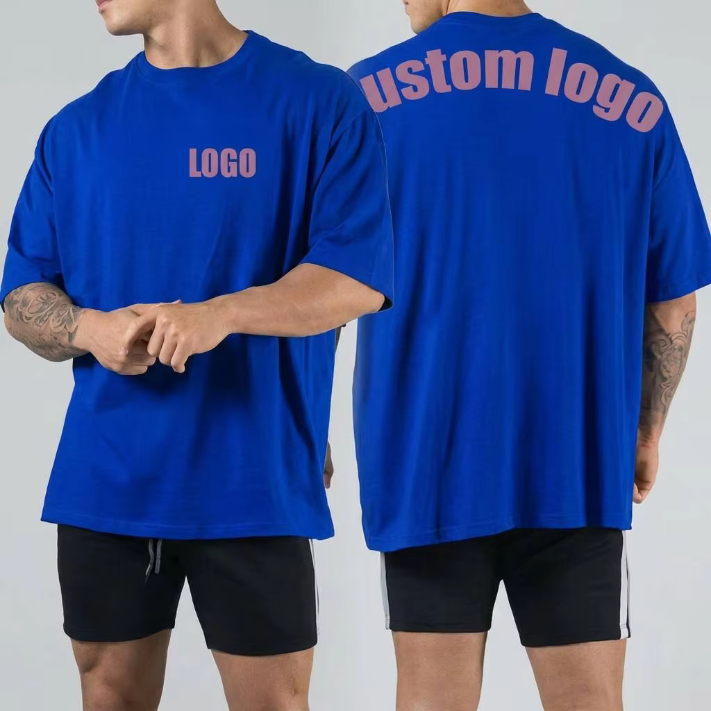 Oversized Heavyweight Men's Cotton Gym Blank T-shirts Plus Size Sports Plain Streetwear Men Oversized Shirts Custom Manufacturer