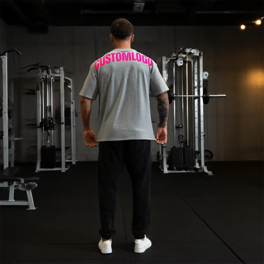 Wholesale Customize Men's  Oversize T-shirts Summer Running Breathable Gym Puff Screen Print Plus Size Shirts for men