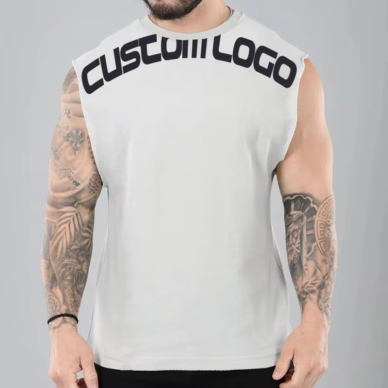 New Style Custom Embroider Logo Tank Tops Cotton Sleeveless Blank Fitness Gym Workout SportTank Tops