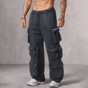 Custom Men's Washed Baggy Cargo Pants Wholesale Winter Men's Oversize Work Training Gym Sports Stacked Sweat Pants & Trousers