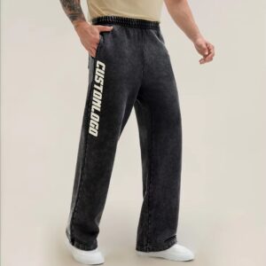 Men's High Quality Oversize 100%Cotton Acid Wash Printed Straight Leg Pants Gym Sport Training Vintage Pants Jogger Manufacturer