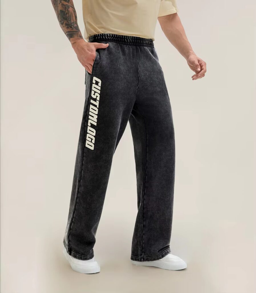 Men's High Quality Oversize 100%Cotton Acid Wash Printed Straight Leg Pants Gym Sport Training Vintage Pants Jogger Manufacturer