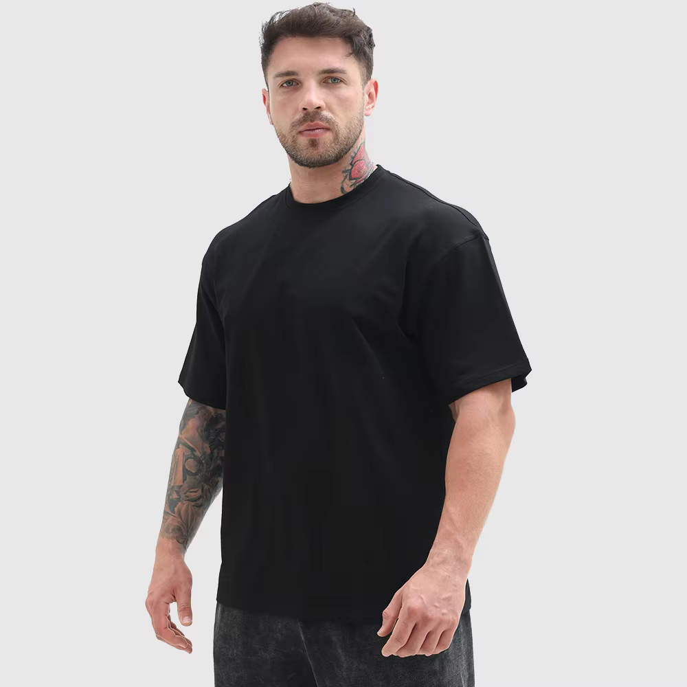 High Quality Custom Men's Cotton Oversized Gym T-shirts Sport Running Training Silicone Embroidery Graphic Shirts Manufacturer
