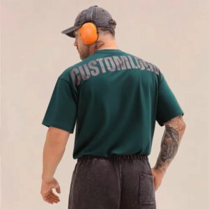 Men's High Quality Plus Size Puff Printing Logo Gym Shirts Heavyweight Cotton Oversized Casual Sports Breathable Blank Tee Shirt