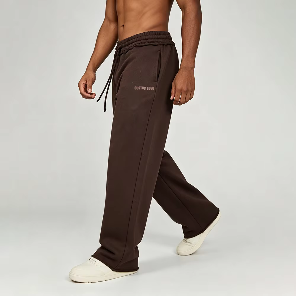 ODM Wholesale Men's Plus Size Casual Pants Heavyweight 100%cotton Gym Men's Joggers Straight Leg Custom Print Men's Pants