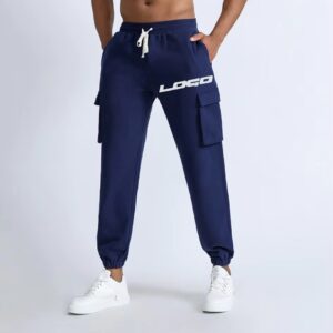 Custom Men's Oversized Streetwear Blank Sweatpants Gym Running Sport Breathable Cargo Jogger Pants Heat-Transfer Printing Jogger