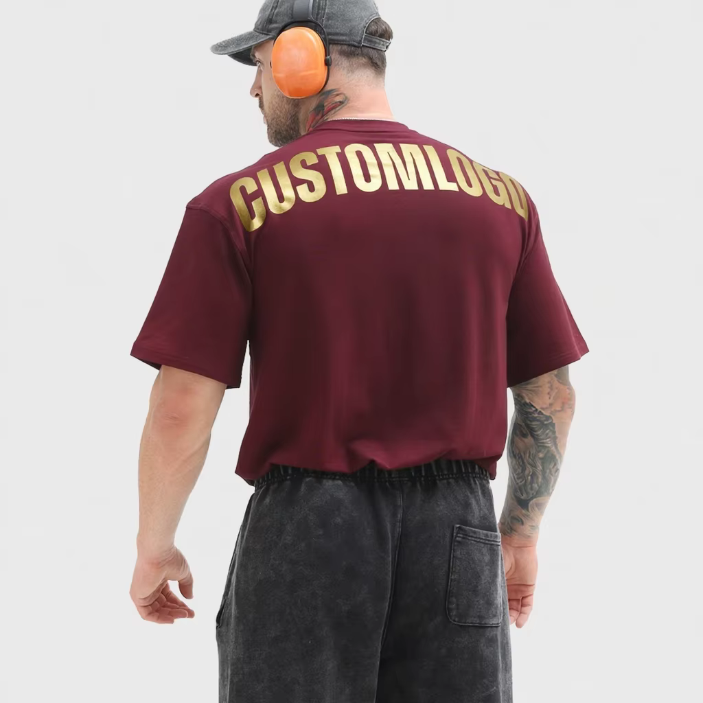 High Quality Custom Men's Cotton Oversized Gym T-shirts Sport Running Training Silicone Embroidery Graphic Shirts Manufacturer