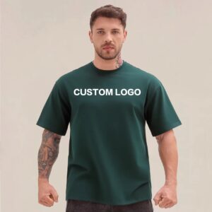 Men's High Quality Plus Size Puff Printing Logo Gym Shirts Heavyweight Cotton Oversized Casual Sports Breathable Blank Tee Shirt