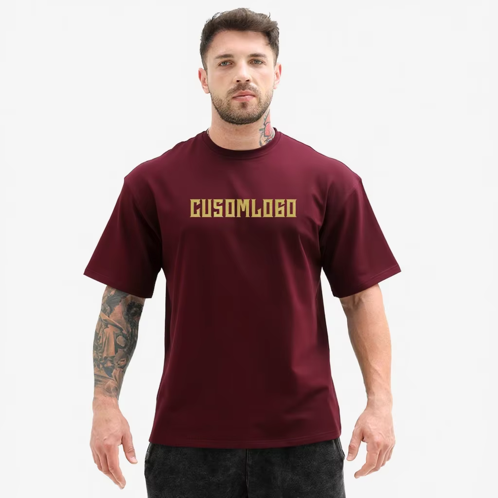 High Quality Custom Men's Cotton Oversized Gym T-shirts Sport Running Training Silicone Embroidery Graphic Shirts Manufacturer
