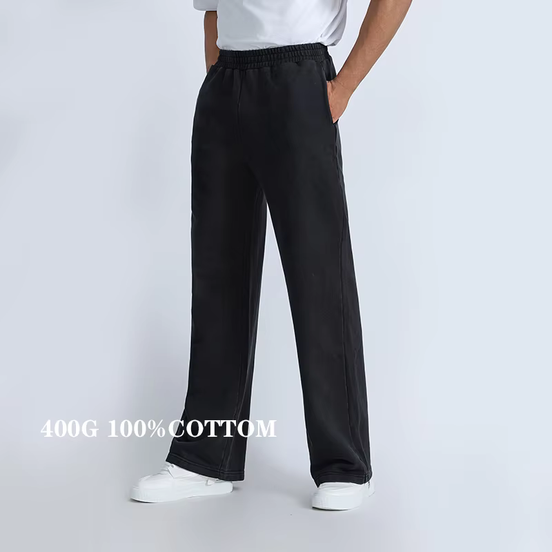 Custom 400 GSM Blank Straight Leg Joggers Pants for Men Baggy Flared Baggy Sample Jogger Pants for Men Joggers Men