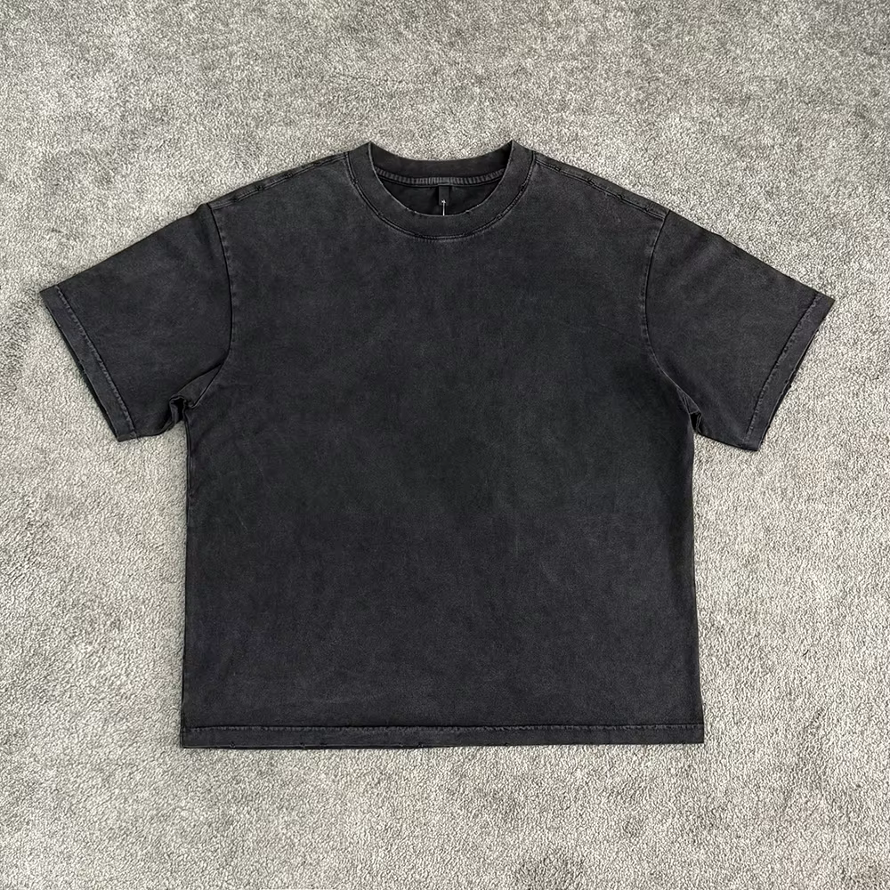 Heavyweight Bulk t Shirts for Men High Quality  Acid Wash t Shirt Designer Streetwear Gym 100% Cotton Oversized Men's T-shirts