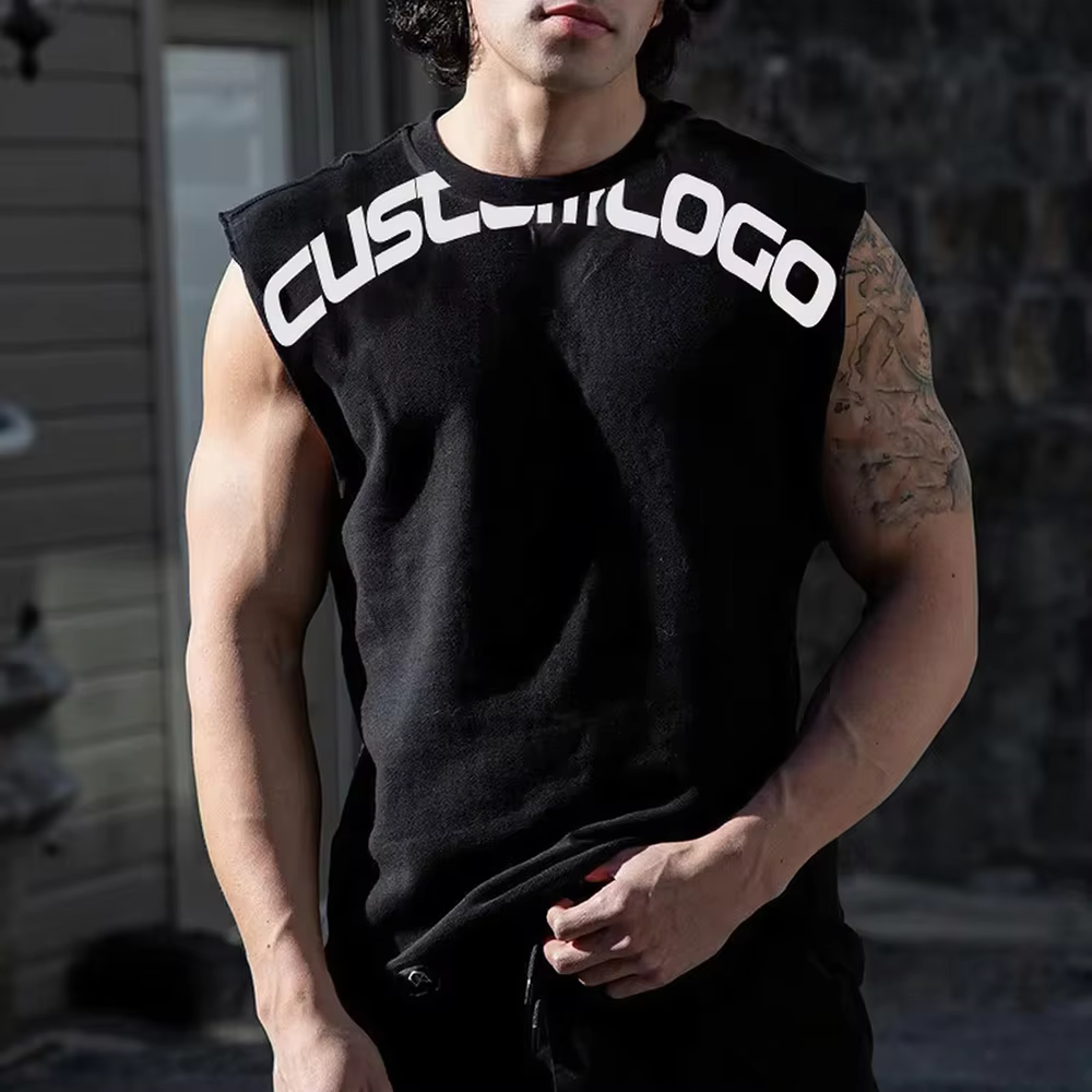 New Style Custom Embroider Logo Tank Tops Cotton Sleeveless Blank Fitness Gym Workout SportTank Tops