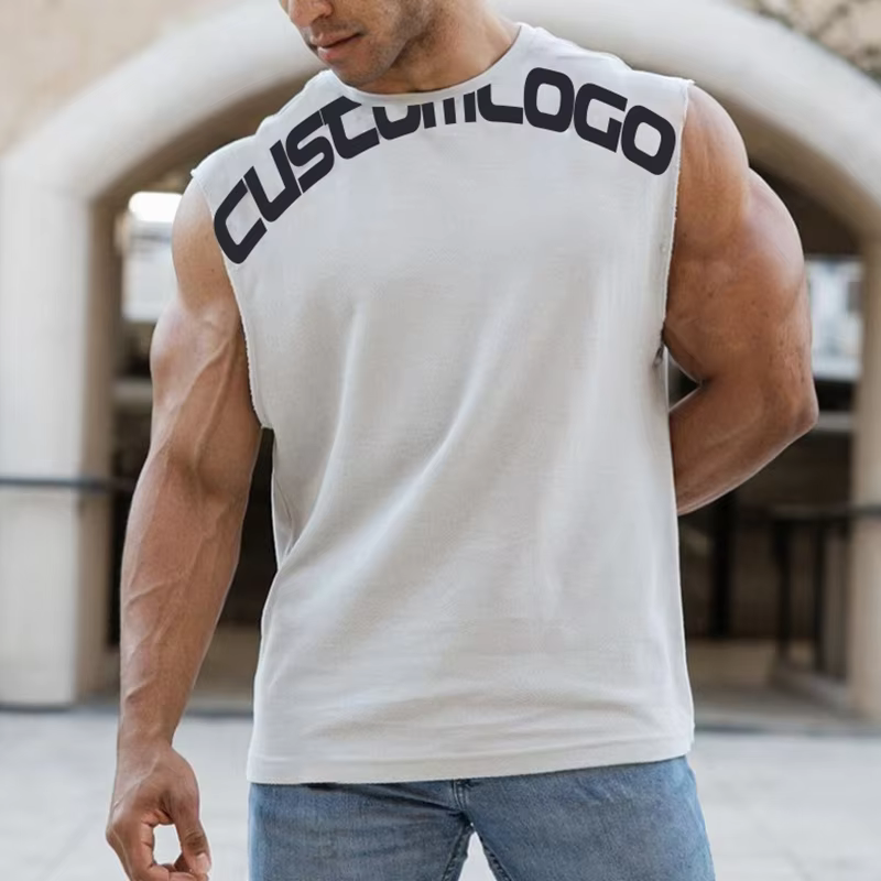 New Style Custom Embroider Logo Tank Tops Cotton Sleeveless Blank Fitness Gym Workout SportTank Tops