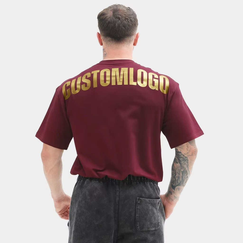 High Quality Custom Men's Cotton Oversized Gym T-shirts Sport Running Training Silicone Embroidery Graphic Shirts Manufacturer