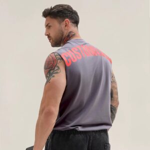 Custom Men's High Quality Sleeveless Breathable Gym Sports Running Muscle Tank Top DTG Screen Printing Digital Printing Tank Top