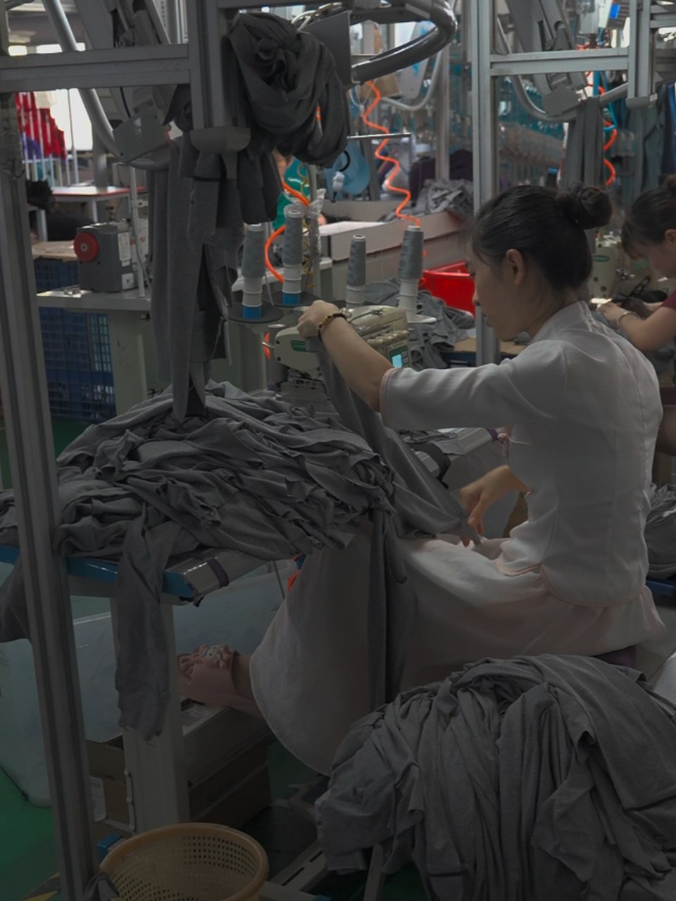 Garment production and quality review at the sewing line
