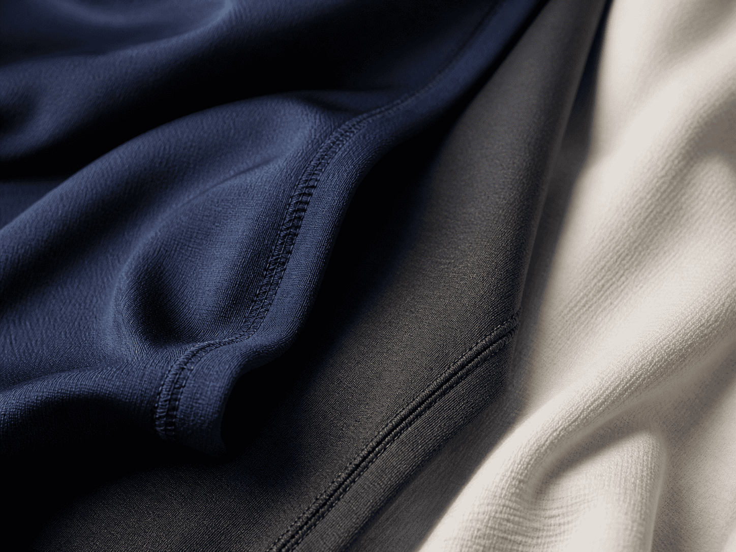 Close-up of fabric swatches for custom clothing manufacturing.