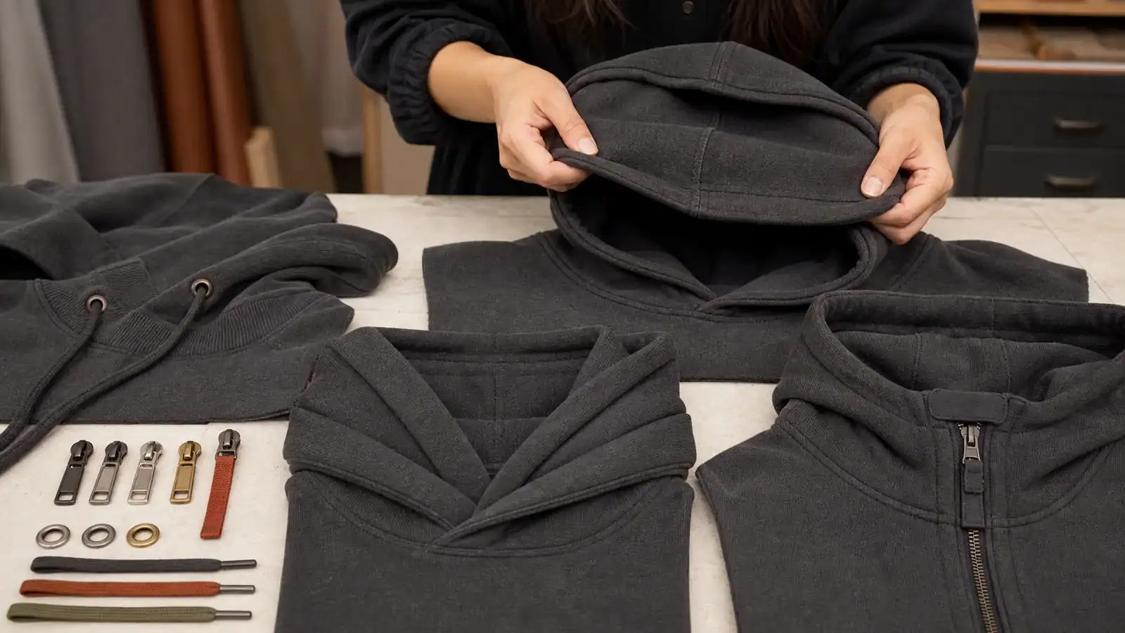Custom hoodie and apparel manufacturing with design team at DETOSUN.