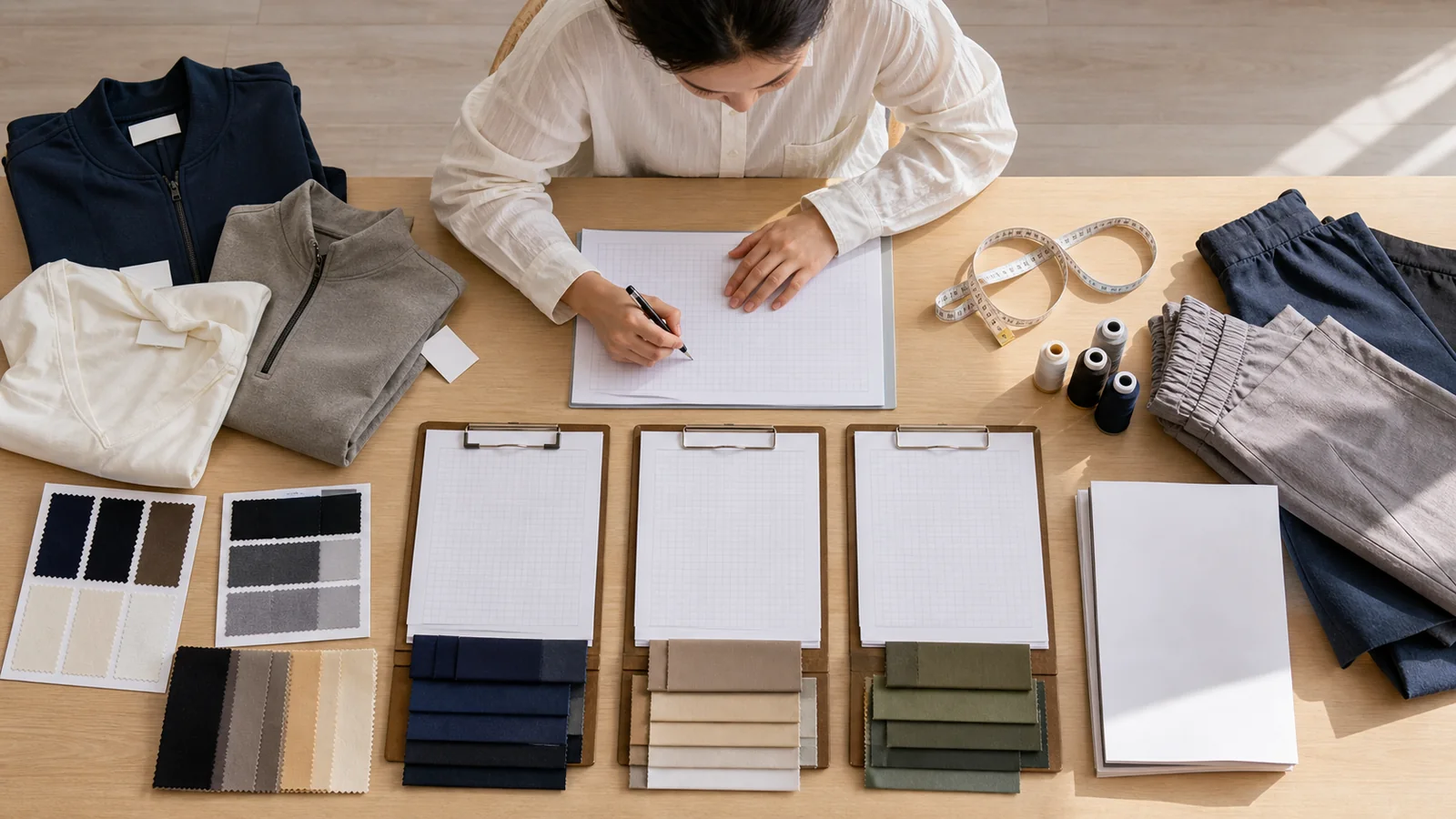 Buyer preparing a comparable garment manufacturer RFQ with quantity, fabric and delivery fields
