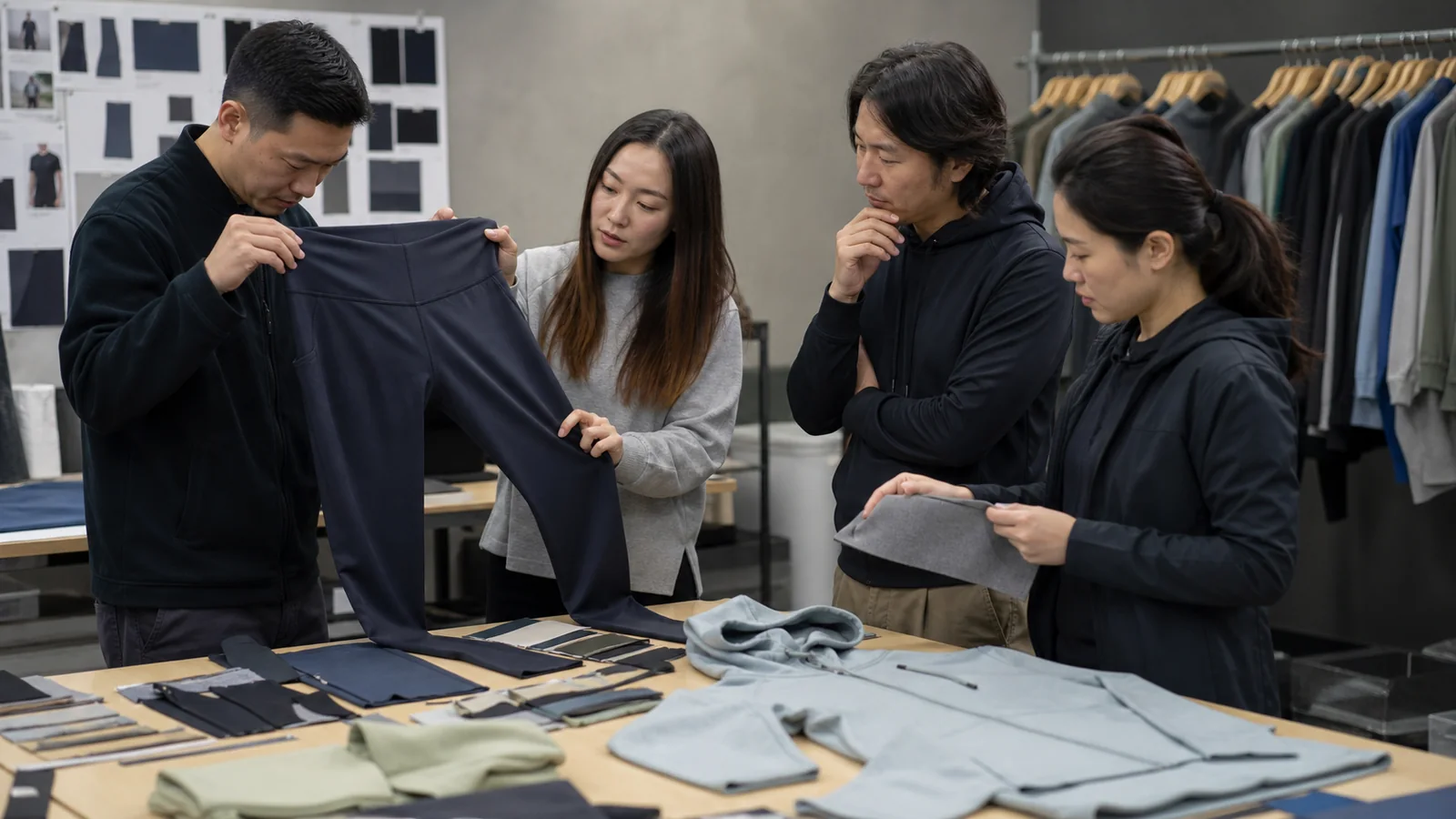 Apparel team matching garment construction details with a manufacturer's product specialty
