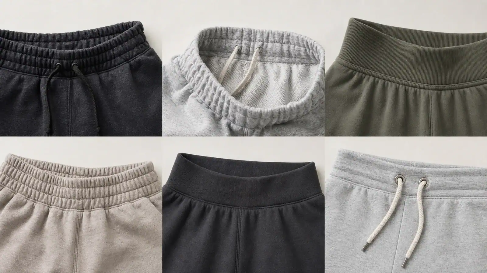 Close-up of various custom activewear fabric and waistband details.