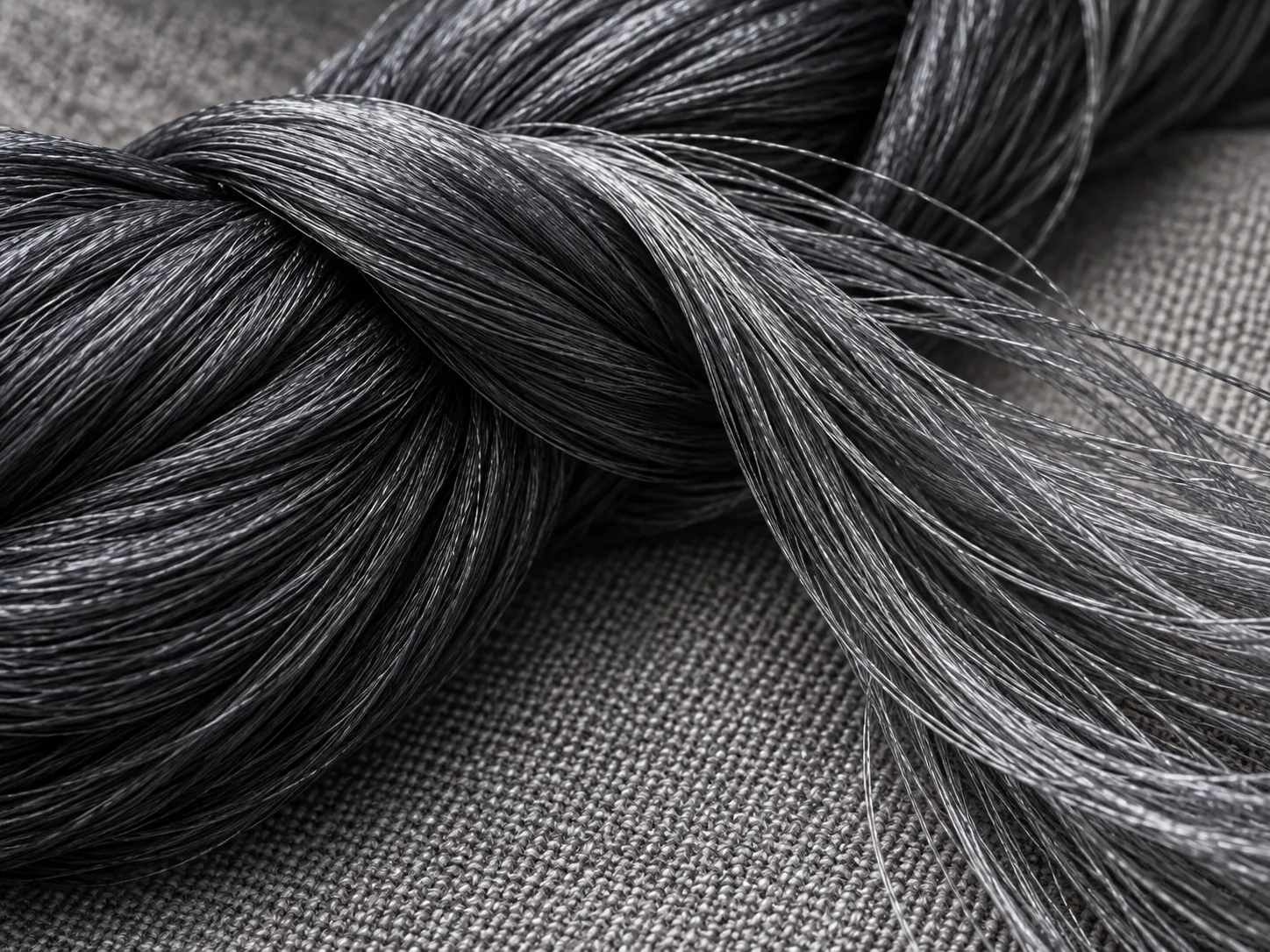 Close view of fine microfiber yarn and filament texture